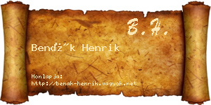 Benák Henrik névjegykártya